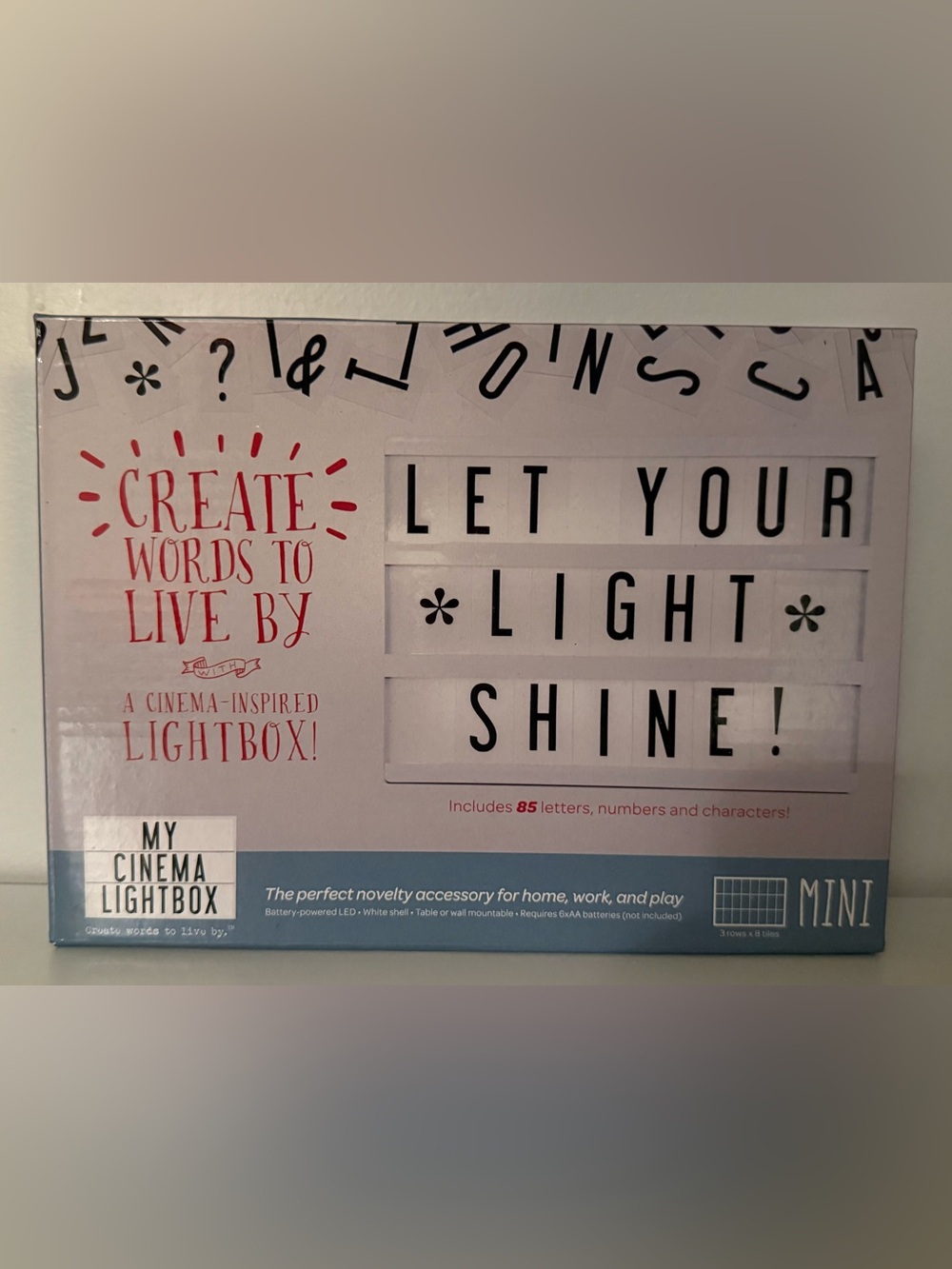 My Cinema Lightbox Mini - Marquee Sign with Changeable Letters - White